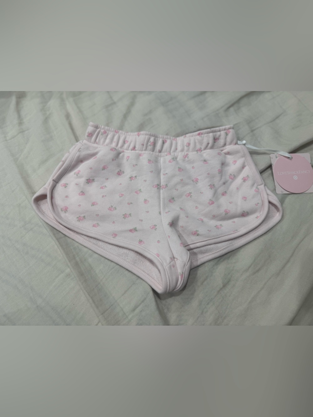 Loveshack Fancy Light Pink Floral Knit Girls' Shorts size S NWT